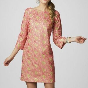 Lilly Pulitzer Mandy Hotty Loopy Lilly Lace Shift Dress Pink Green Size 2
